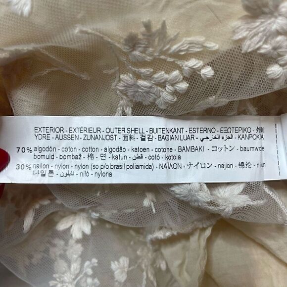 Zara Embroidered Ruffle Off Shoulder Lace Top Blouse Size XS Cream - Picture 13 of 14